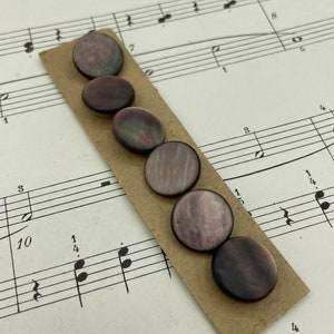 Set 6 Antique Victorian Smokey Pink Pearl Shell Buttons / 1800s Tinted MOP Shell Button / 9/16&quot;