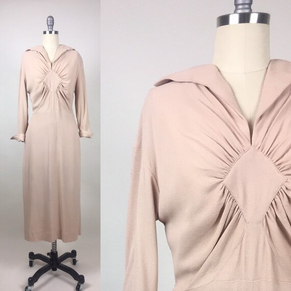 vintage 1940s Rayon Dress / vintage 40s Rayon Blus