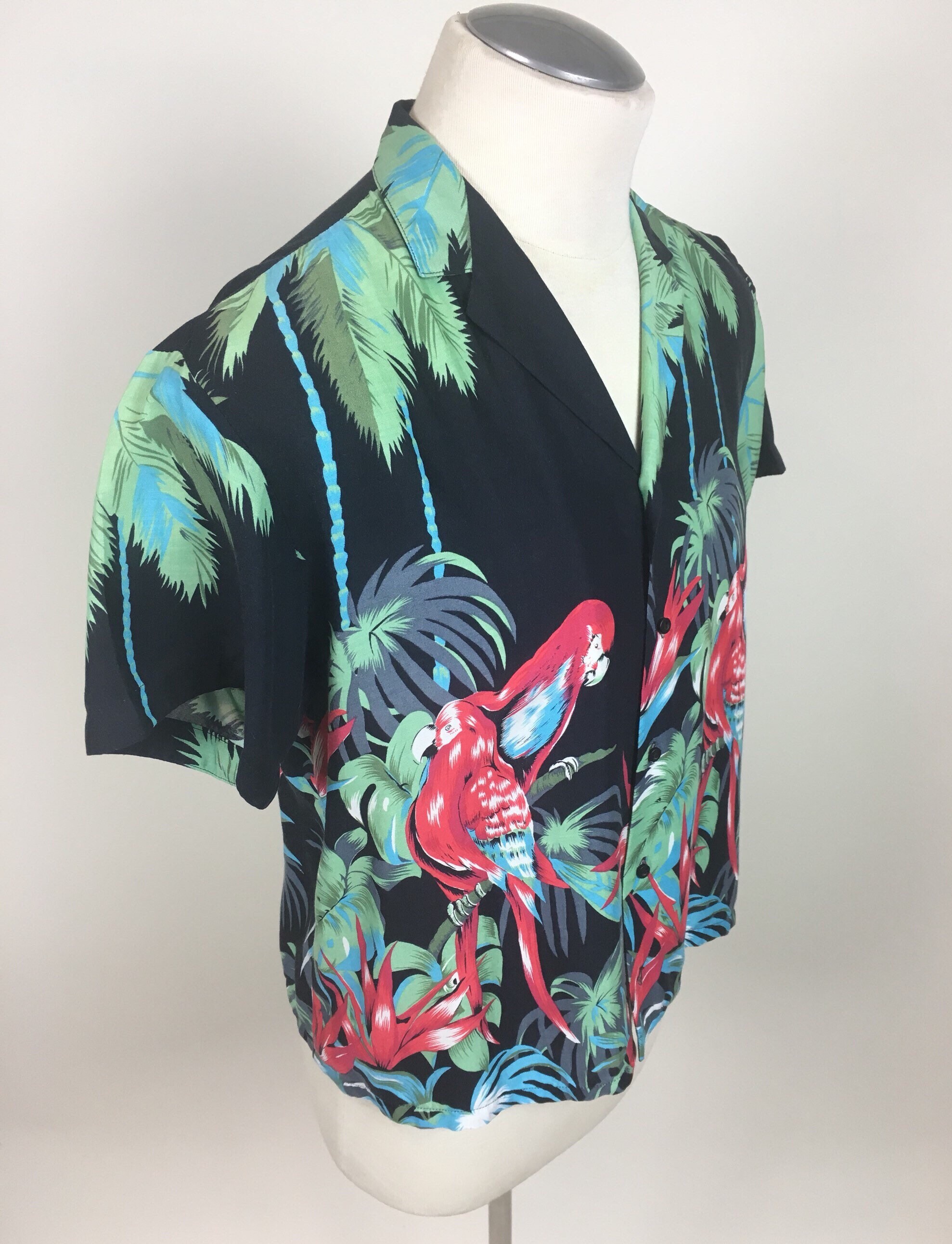 Chemise Hawaïenne Vintage Brent Sportswear - Taille L - Rayonne - Motif Animalier - Années 40/50