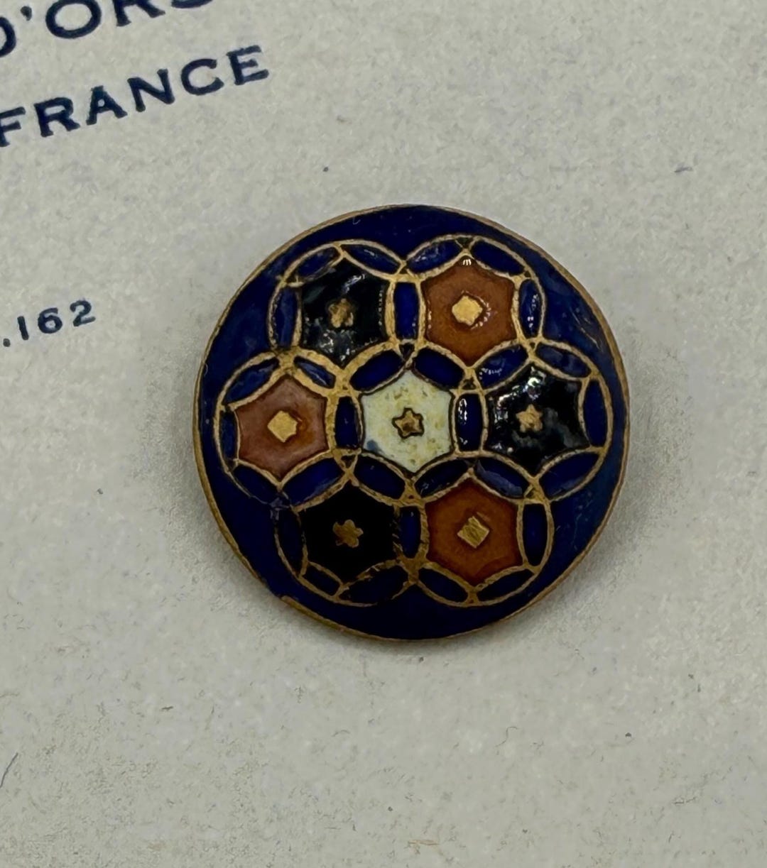 Vintage Champleve Enamel Geometric Button - Etsy