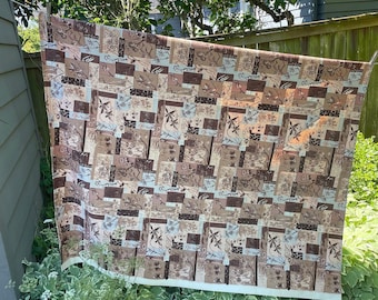 Vintage 1950s Abstract Floral Novelty Print Tablecloth Fabric / Cohama Vat Prints