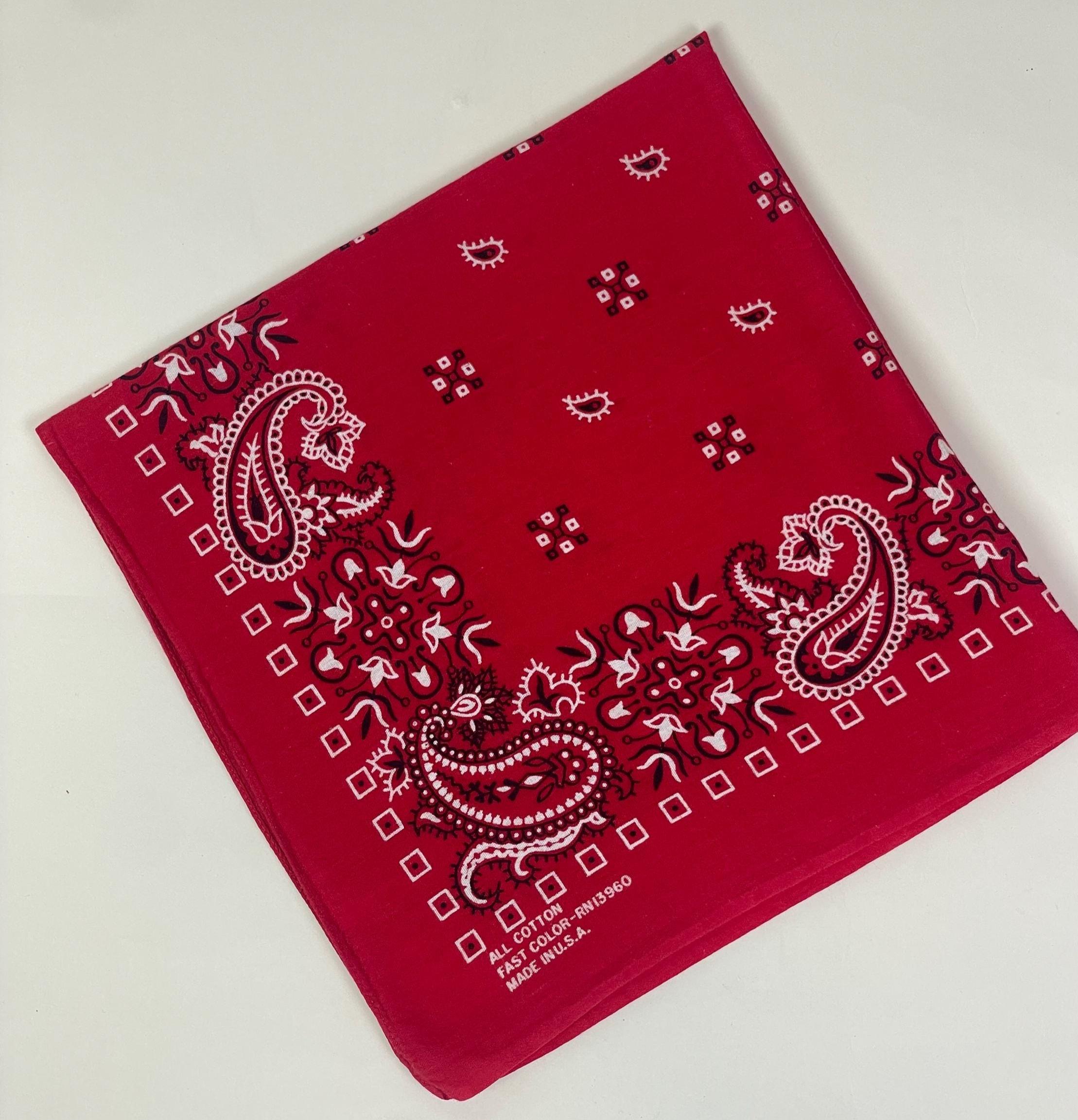 Vintage All Cotton Fast Color Red Bandana - Etsy