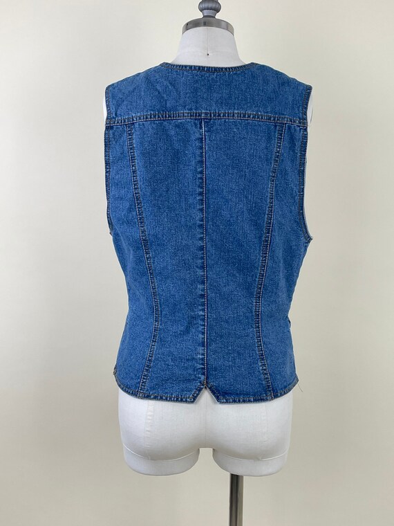 Vintage 1990s Denim Jean Vest / Vintage 90s Faded… - image 5