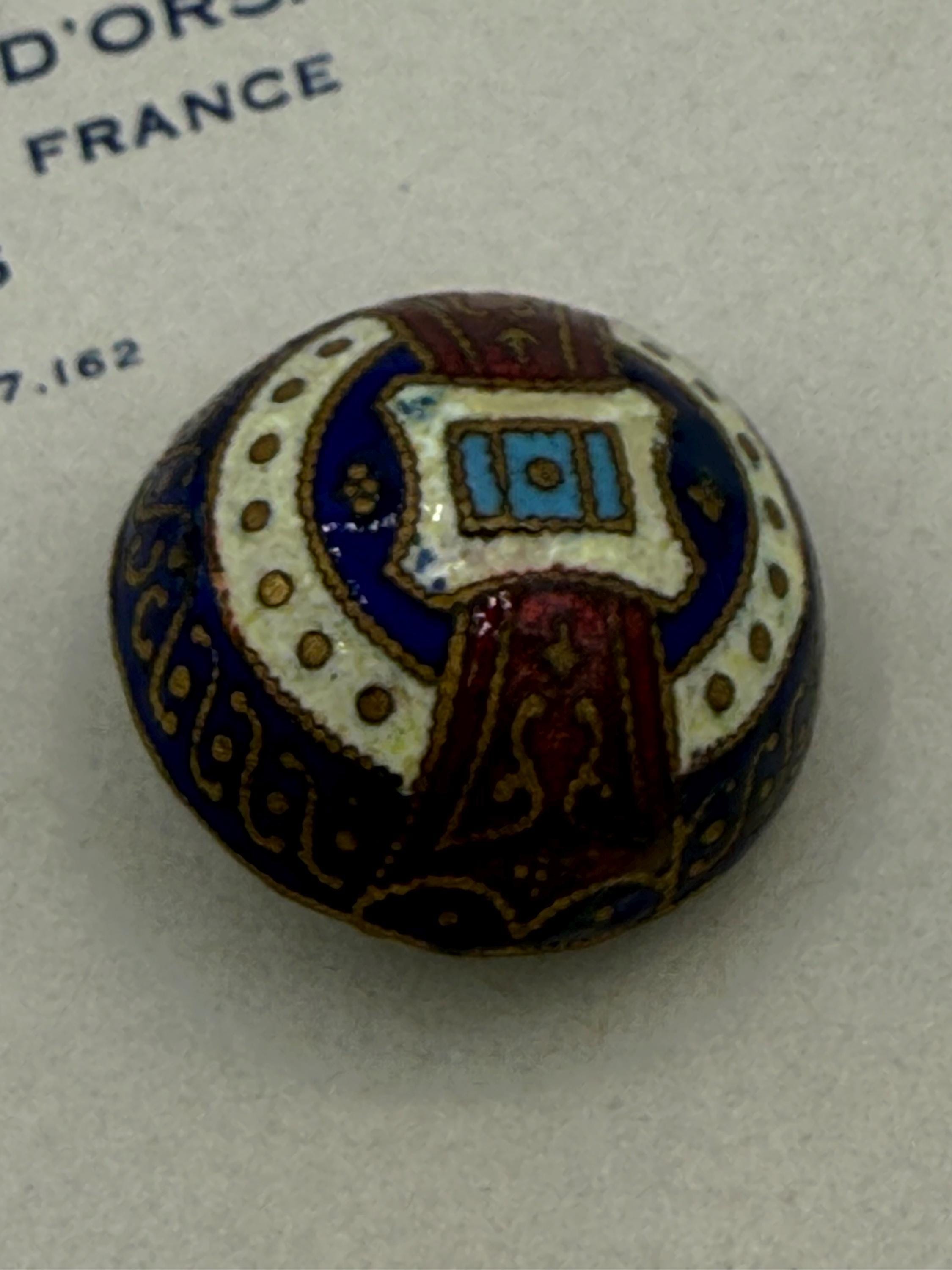 French Champleve Enamel Dome Button - Etsy