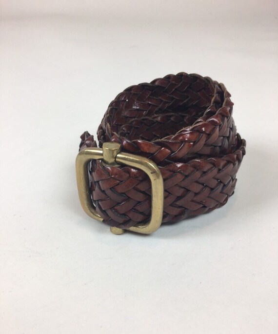 vintage 1980s Braided Leather Belt / vintage 1980s