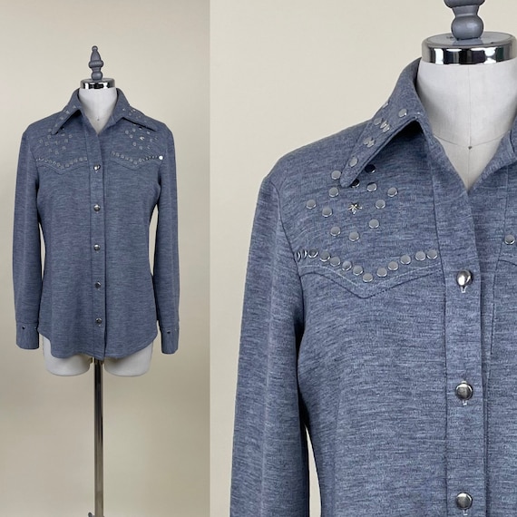 トップス vintage western shirt Vintage 1970s Studded Western Cowboy Shirt - Etsy