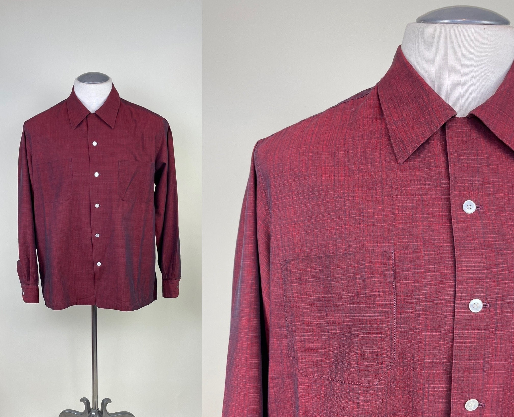 Long Sleeve Rayon Mens 50s Shirt - Etsy Long Sleeve Rayon Mens 50s Shirt - Etsy