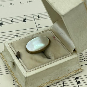 Victorian Oval Pearl Shell Blouse Pin / 19th C 1800s MOP Brooch