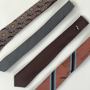 Vintage 1950s 1960s Gray Black Silver Silk Skinny Narrow Tie Ties / Shantung Sharkskin Suit