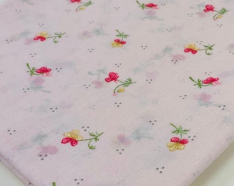 Vintage 1980s Pink Floral Cotton Fabric / Dan River Mills