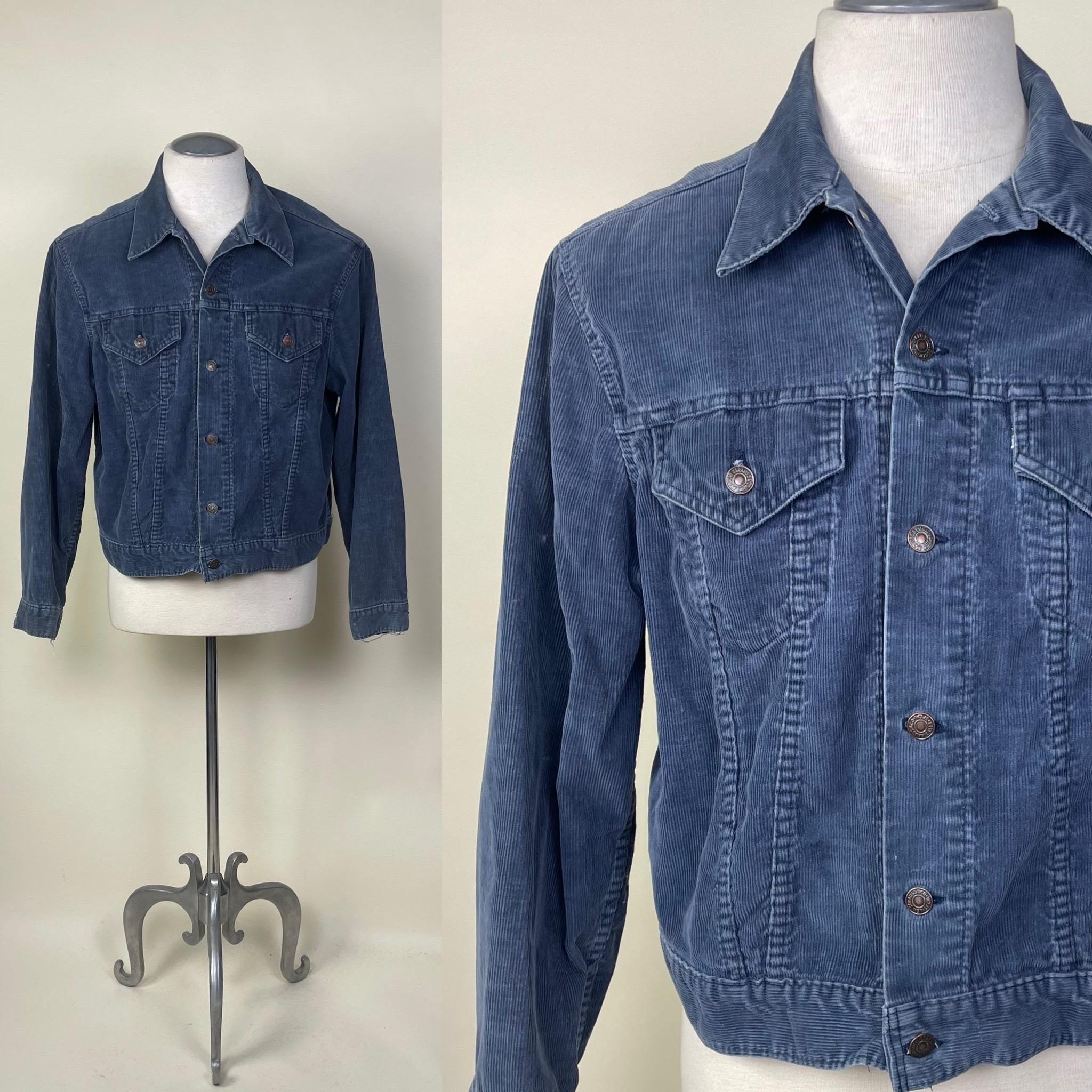 vintage 1970s Levi Wildfire Panatela navy blue corduroy