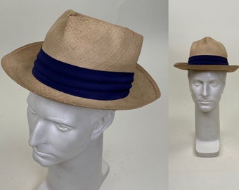 Vintage 1950s Genuine Panama Straw Hat / 50s Men's Summer Sun Boater Fedora / 6 7/8