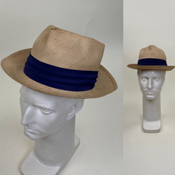 Vintage 1950s Genuine Panama Straw Hat / 50s Men's Summer Sun Boater Fedora / 6 7/8