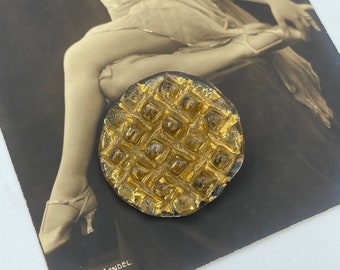 Large Vintage Bimini Style Gold Glass Developments London Button