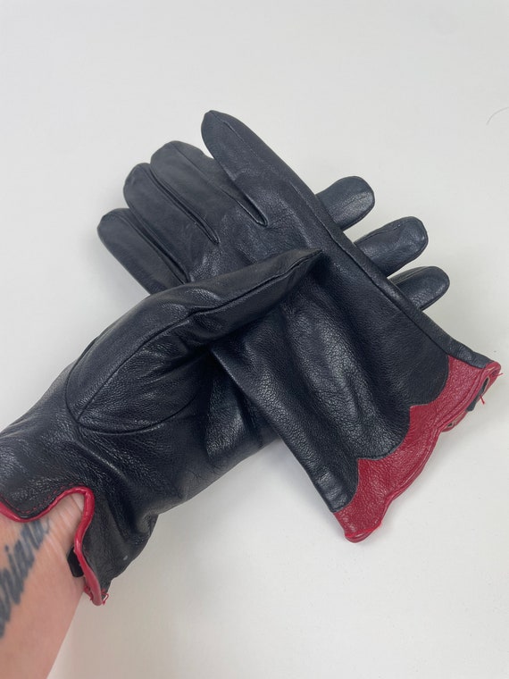 1980s Vintage Black Leather Driving Gloves 80s Leather 