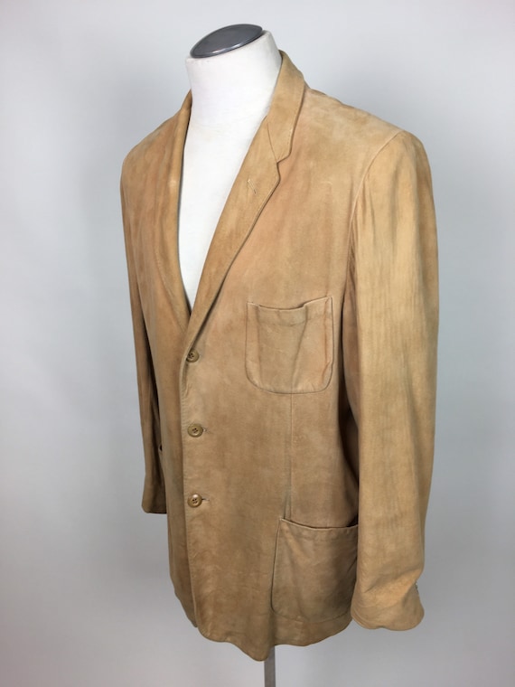 Vintage 1950s Western Cowboy Camel Suede Suit Bla… - image 3