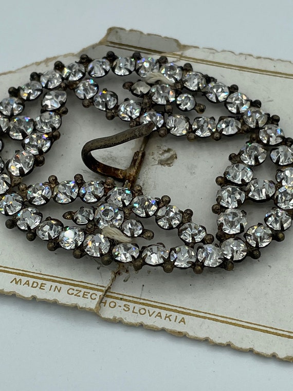 Vintage 1930s Rhinestone Silver Metal Belt Buckle… - image 2