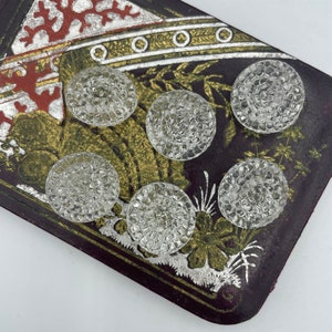 Set van zes vintage jaren 1930 heldere depressie glazen jurk knop knoppen op kaart / 11/16"
