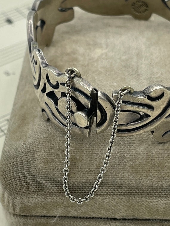 Vintage 1940s Mexican Sterling Silver Taxco Panel Bracelet