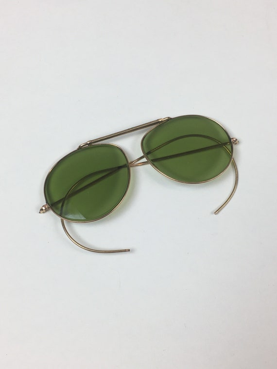 vintage 1940s Green Aviator Sunglasses / vintage 1