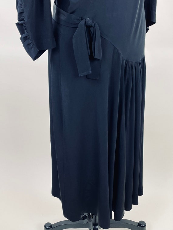 Vintage 1940s Jet Black Rayon Dress / Vintage 40s… - image 4