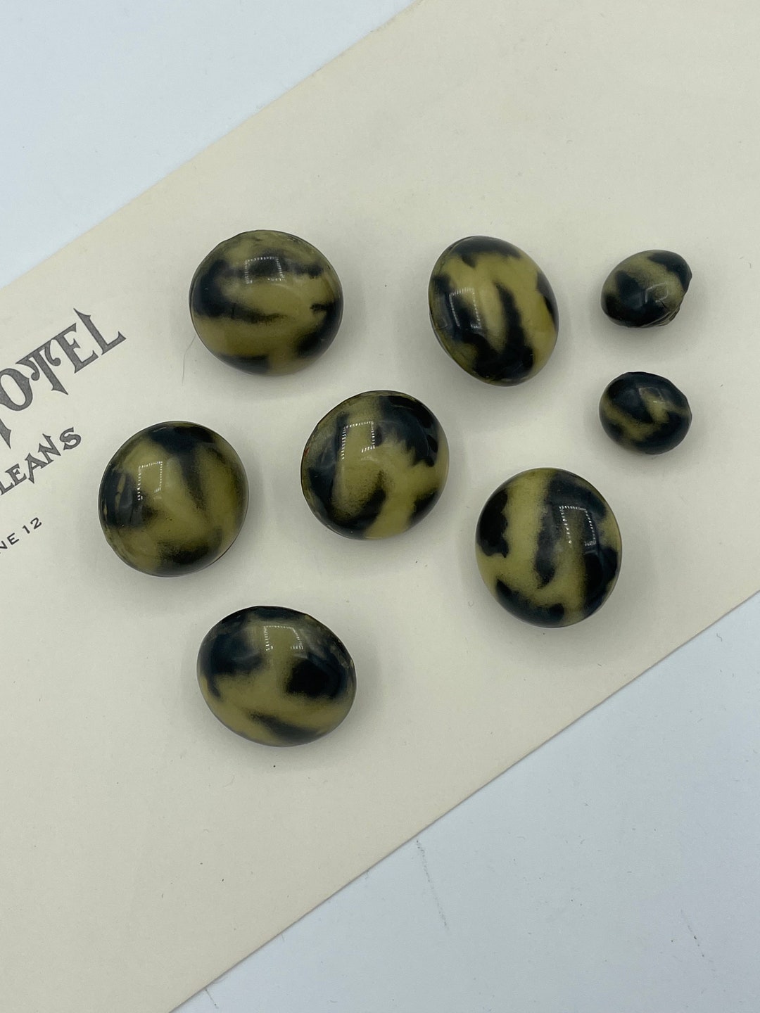 Tiger Shell Button Vintage 1930s Art Deco Tight Top Celluloid Bubble Button / 30s Exotic ...