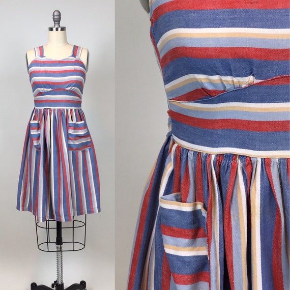 vintage 1930s 1940s Playsuit Romper Dress / vinta