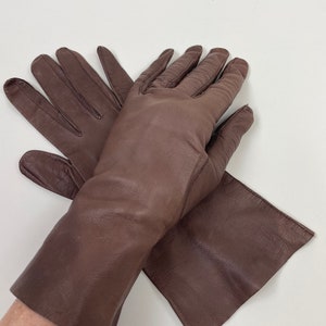 Vintage 1960s Brown Leather Gloves / 60s Leather Women&#39;s Gloves