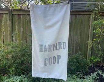 Vintage Harvard Coop bolsa de lavandería de muselina de algodón estampada