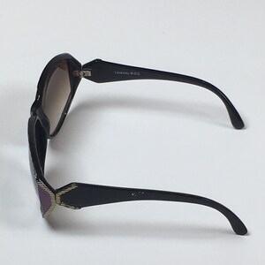 Vintage 1980s Large Framed Oversized Black Purple Mob Wife Sunglasses / 80s Big Fashion Sunglasses image 4