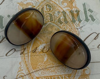 Botões vintage de prata esterlina com ágata e paisagem
