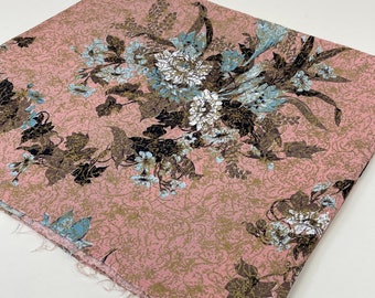 Vintage 1950s Baumrindenstoff / abstraktes Blattmuster, Gold Fleck