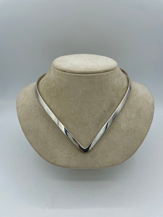 Vintage 1980s Sterling Silver Collar Choker Statem