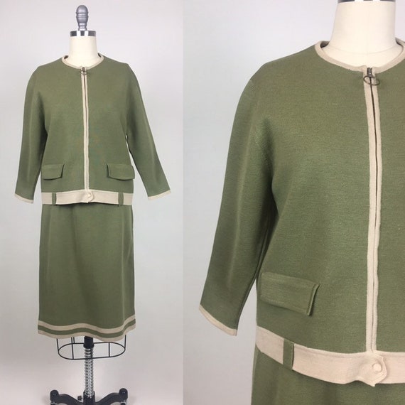 vintage 1960s Wool Knit Dress Set / Vintage 60s It