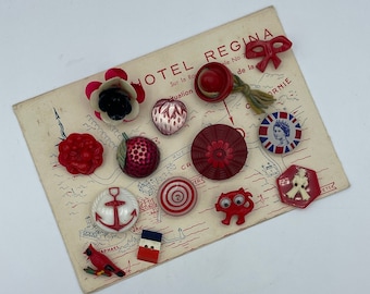 Vintage Red White Goofies Novelty Buttons