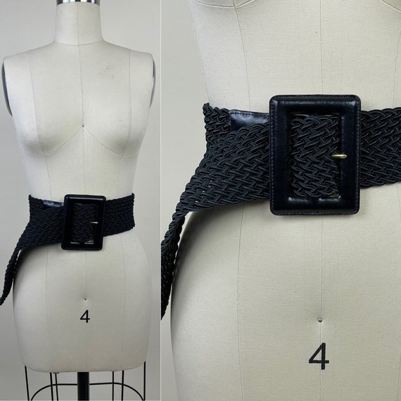 AGNÈS B. Made in France Black Leather Statement Toggle Belt