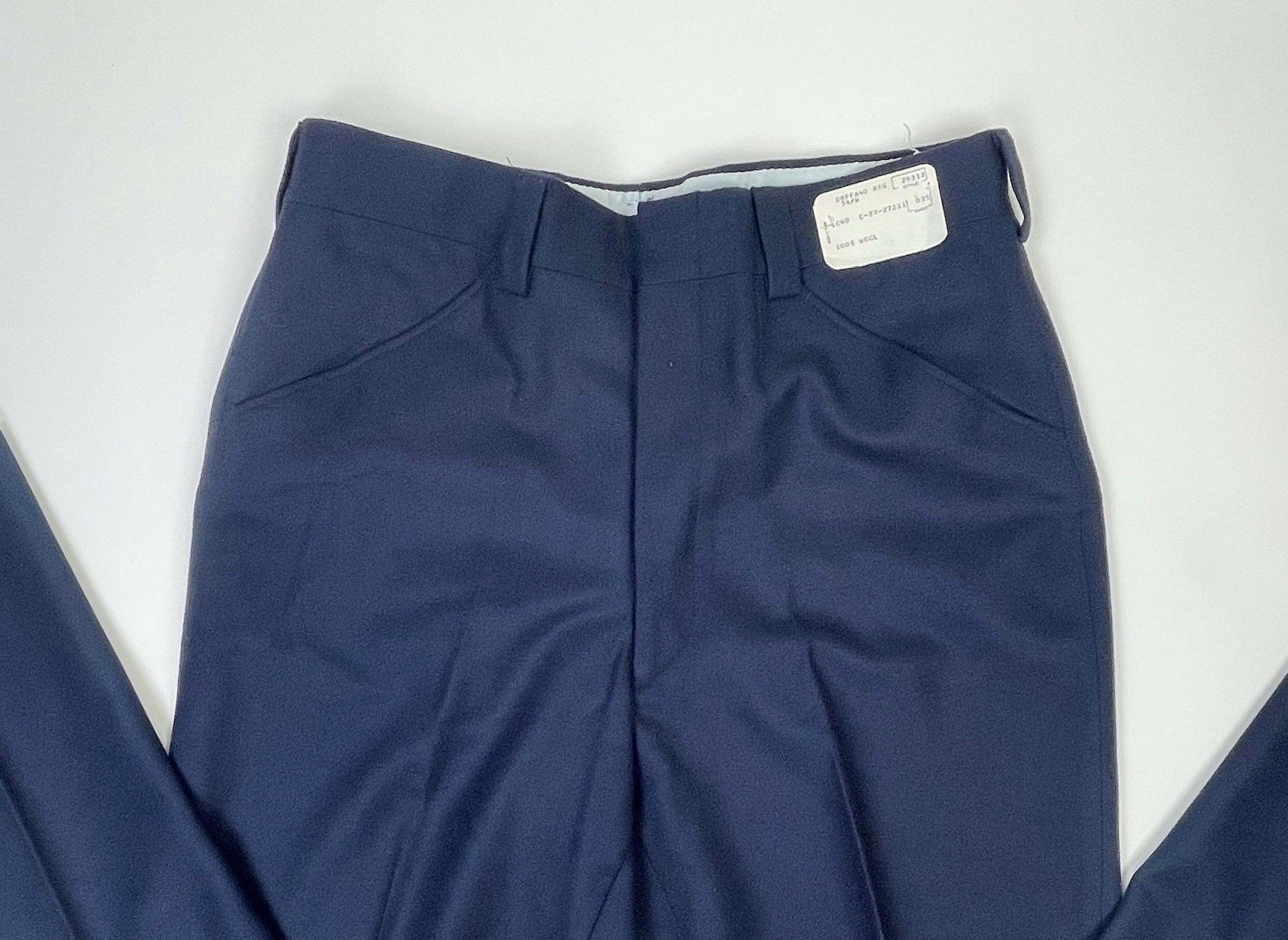 Vintage 1950s Dark Navy Blue Wool Men's Trousers / 50s Dress