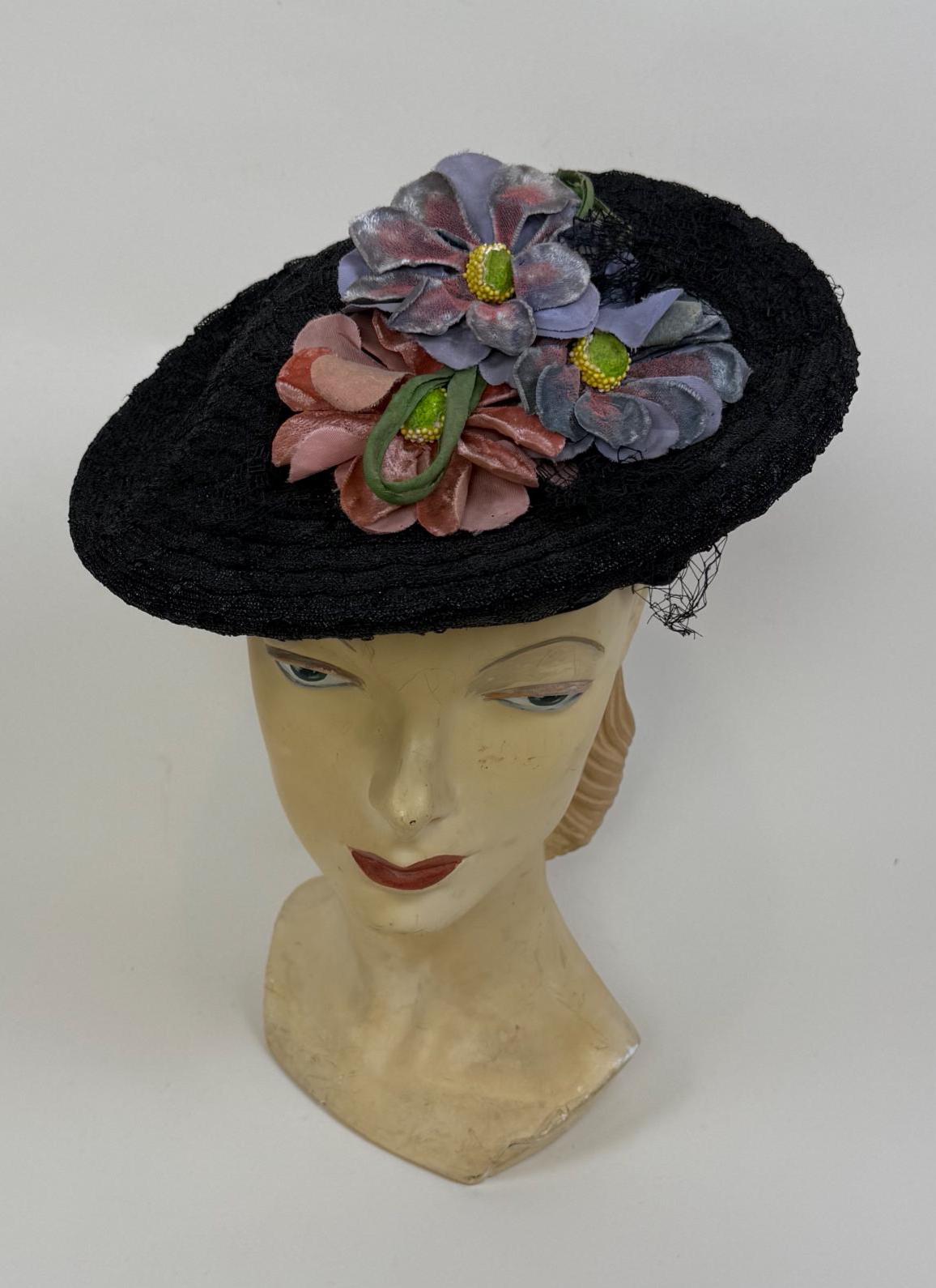 Vintage 50s/60s Jean Allen of Gage Cream Woven Hat with 