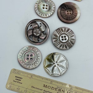 Antique Iridescent Smokey Pearl Shell Round Coat Button Buttons / Your Choice