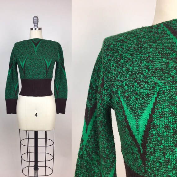 vintage 1930s Novelty Knit Ski Sweater / Vintage 3