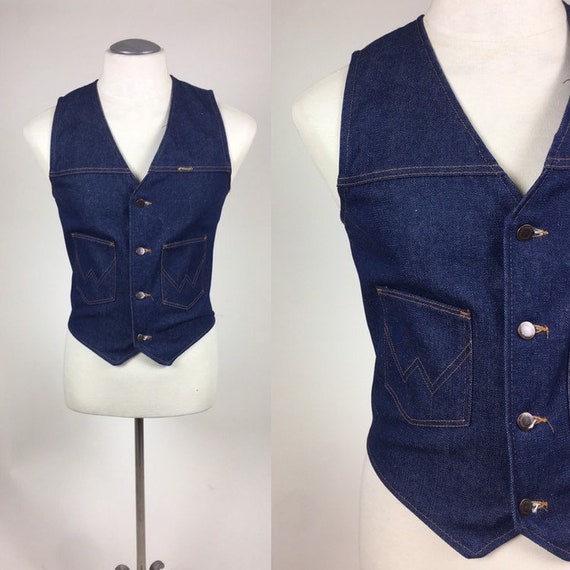 vintage 1970s Wrangler Denim Vest / Vintage 70s Wr
