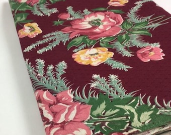 Tessuto vintage anni '40 con stampa floreale su corteccia.