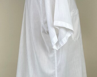 Vintage 1950s White Cotton Sheer Pinstripe Seersucker Mens