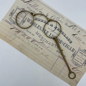 Victorian Retractable Expandable Lorgnette Gold Wire Rim Eyeglasses Eyewear / Antique Folding Opera Frames Glasses Spectacles