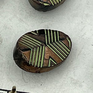 Set 12 Vintage 1920s 1930s Art Deco Olive Green Bronze Luster Glass Czech Small Buttons / 20s 30s Diminutive Button / 3/8 image 4