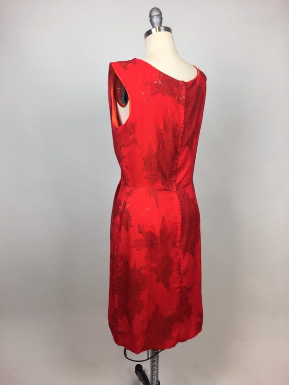 Vintage 1960s Red Silk Chiffon Sparkly Glitter Pa… - image 7