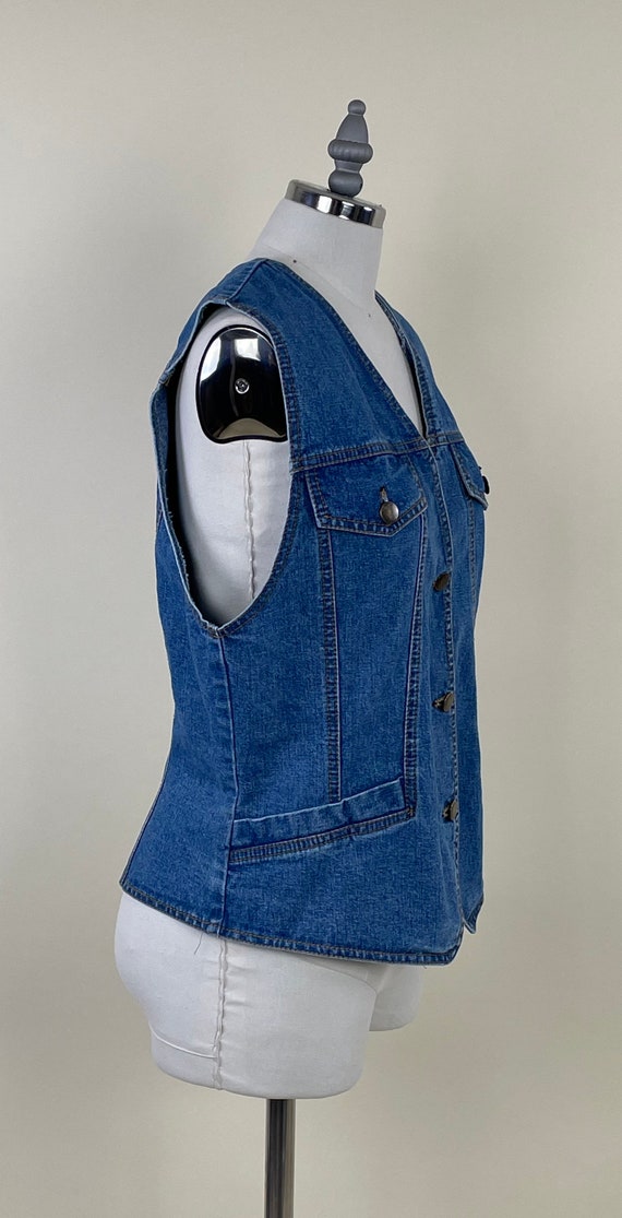 Vintage 1990s Denim Jean Vest / Vintage 90s Faded… - image 4