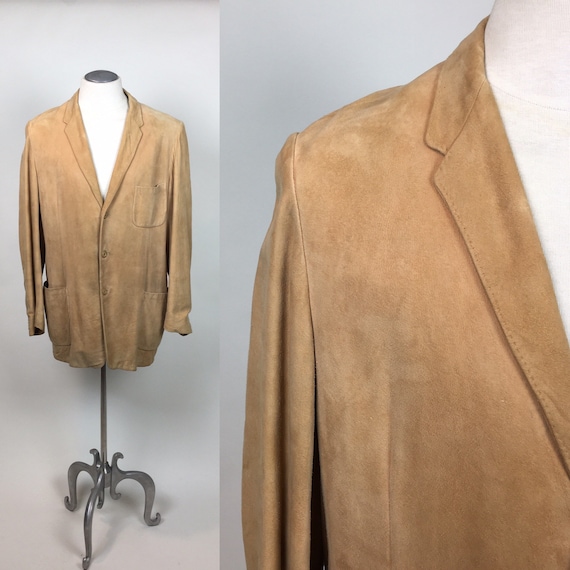 Vintage 1950s Western Cowboy Camel Suede Suit Bla… - image 1