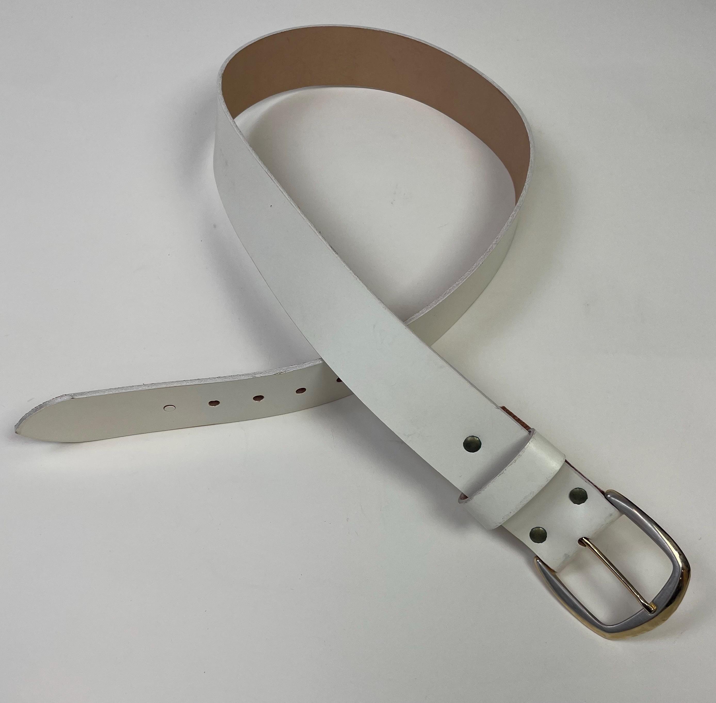 Vintage 1960s 1970s White Leather Mod Punk Wide Belt / 60s
