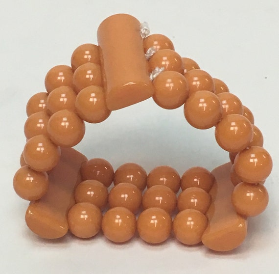 Vintage 1940s Butterscotch Bakelite Beaded Stretc… - image 4